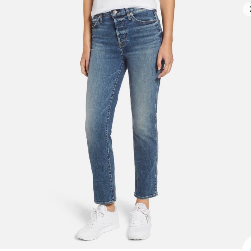 7 FOR ALL MANKIND Edie High Waist Crop Straight Jeans Authentic